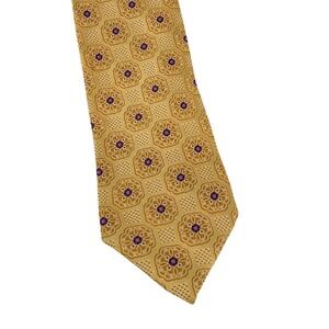 Jos A Bank Signature Collection Gold Purple Floral Medallion Silk Mens Tie